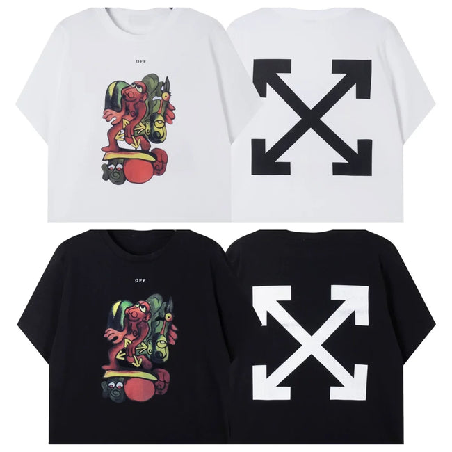 Off-White Cartoon Graffiti Arrow Cross Print Short Sleeve T-Shirt Hover Image