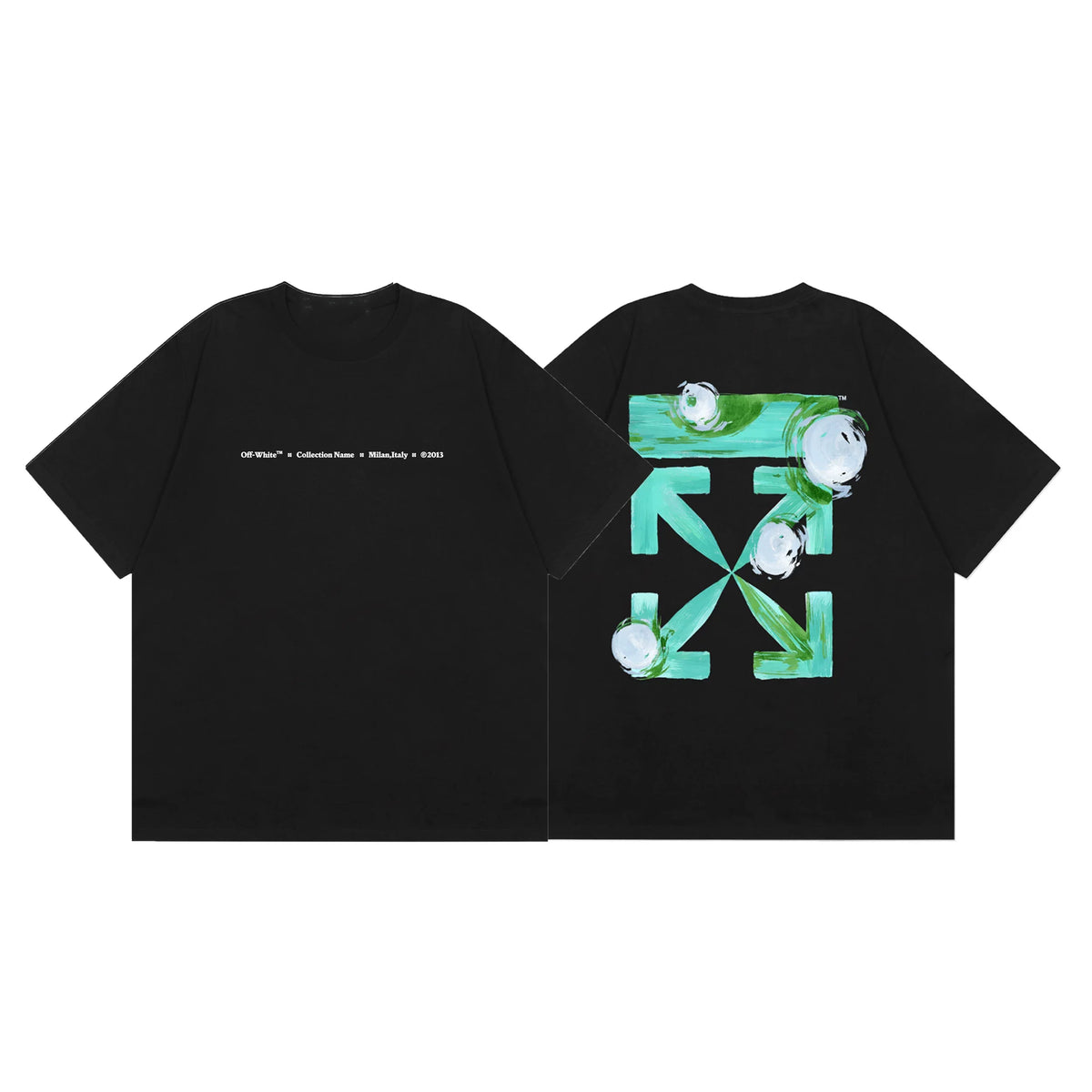 Off-White Green Floral Arrow Cross Print Short Sleeve T-Shirt