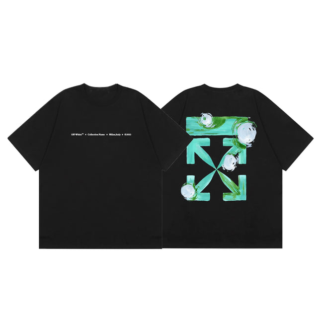 Off-White Green Floral Arrow Cross Print Short Sleeve T-Shirt Hover Image