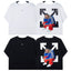 Off-White Hip Hop Character Arrow Graphic Short Sleeve T-Shirt