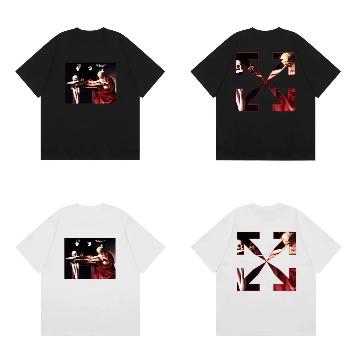 Off-White Red Tone Photo Arrow Cross Print Short Sleeve T-Shirt