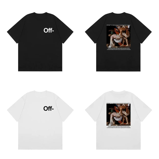 Off-White Off. Text Oil Painting Arrow Cross Print Short Sleeve T-Shirt Hover Image