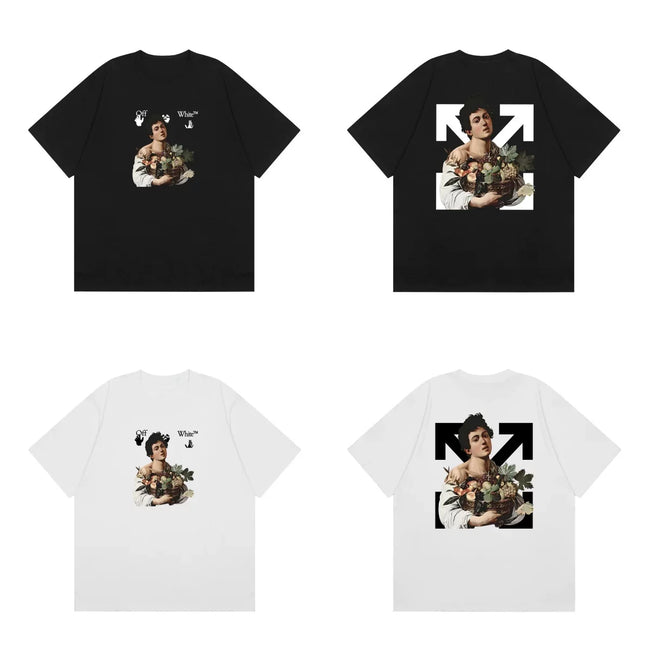 Off-White Oil Painting Figure Arrow Cross Print Short Sleeve T-Shirt Hover Image
