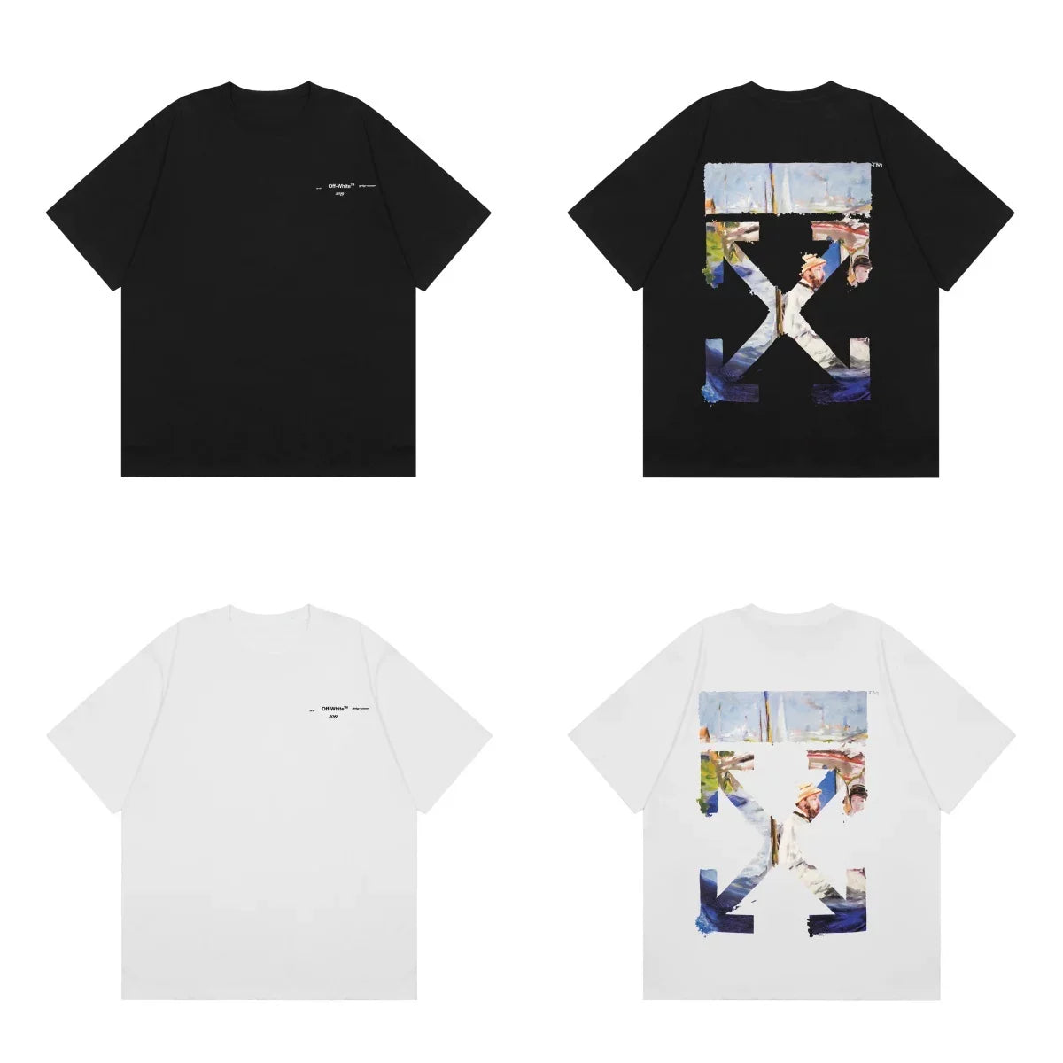 Off-White Landscape Painting Arrow Cross Print Short Sleeve T-Shirt
