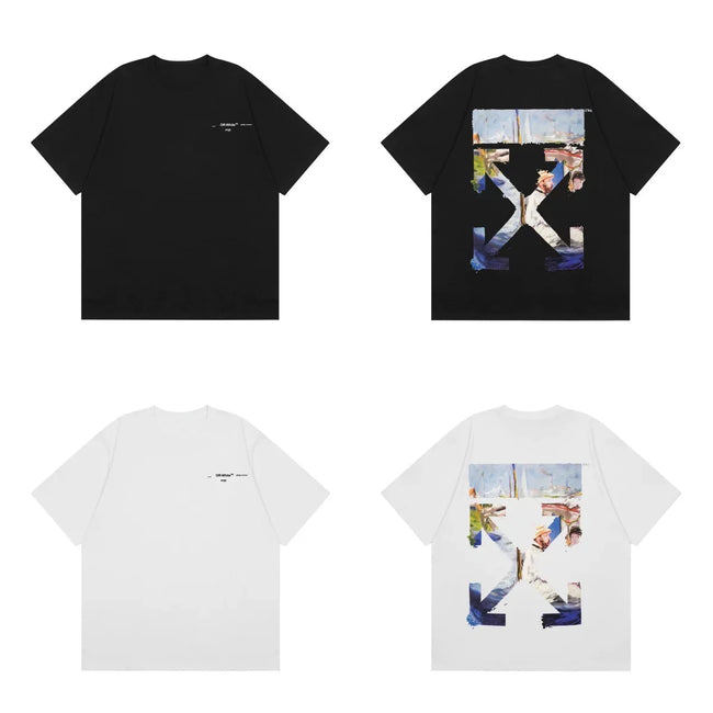 Off-White Landscape Painting Arrow Cross Print Short Sleeve T-Shirt Hover Image