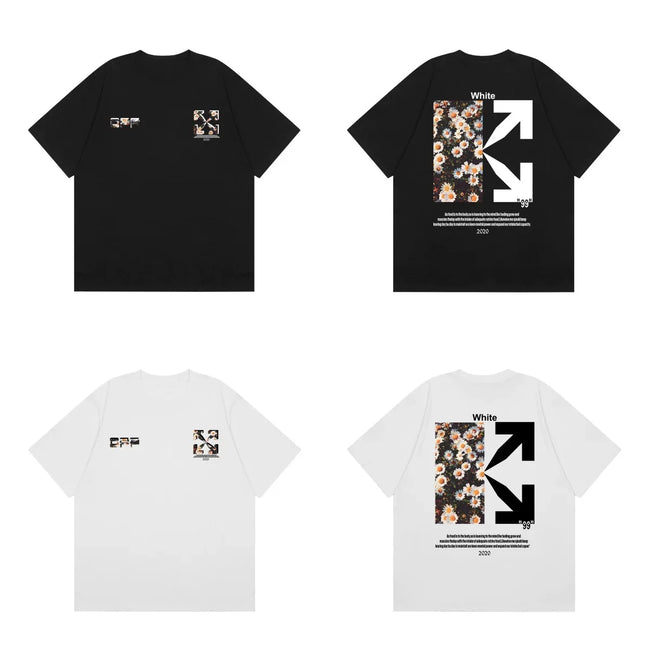 Off-White Floral Daisy Arrow Cross Print Short Sleeve T-Shirt Hover Image