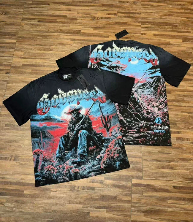 Godspeed Vintage Warrior Graphic T-Shirt – Black Hover Image