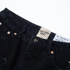 Gallery Dept. Distressed Paint Splatter Black Denim Shorts