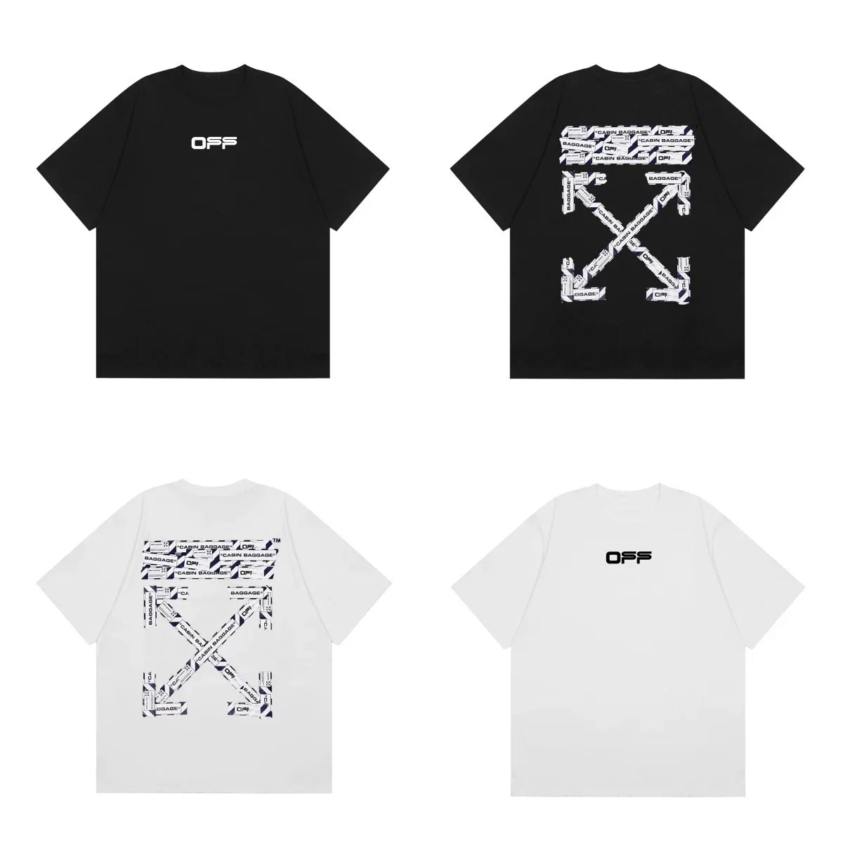 Off-White Glitter Crackle Arrow Cross Print Short Sleeve T-Shirt