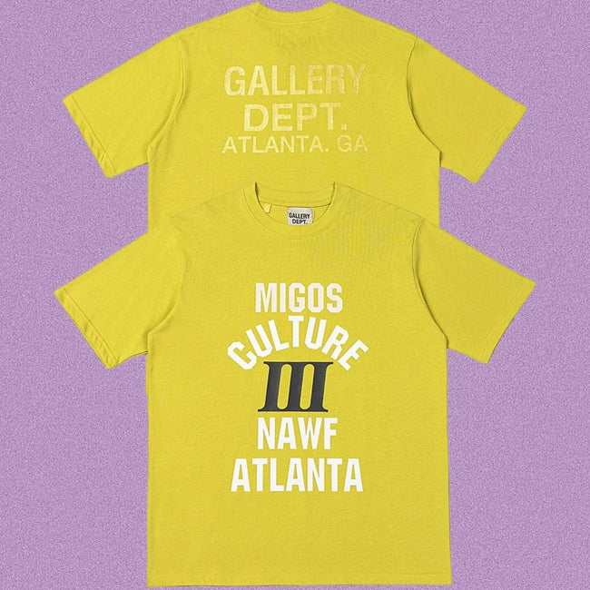 Gallery Dept. x Migos Culture III Short Sleeve T-Shirt - Yellow-Green Hover Image