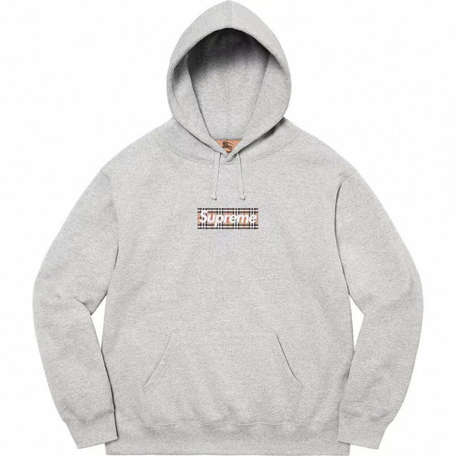 Supreme Box Logo Hooded Sweatshirt - Heather Grey / Plaid Hover Image