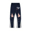 Gallery Dept. "GALERIE DEPT." Checkered Star Graphic Paint Splatter Contrast Panel Sweatpants - Navy & Grey