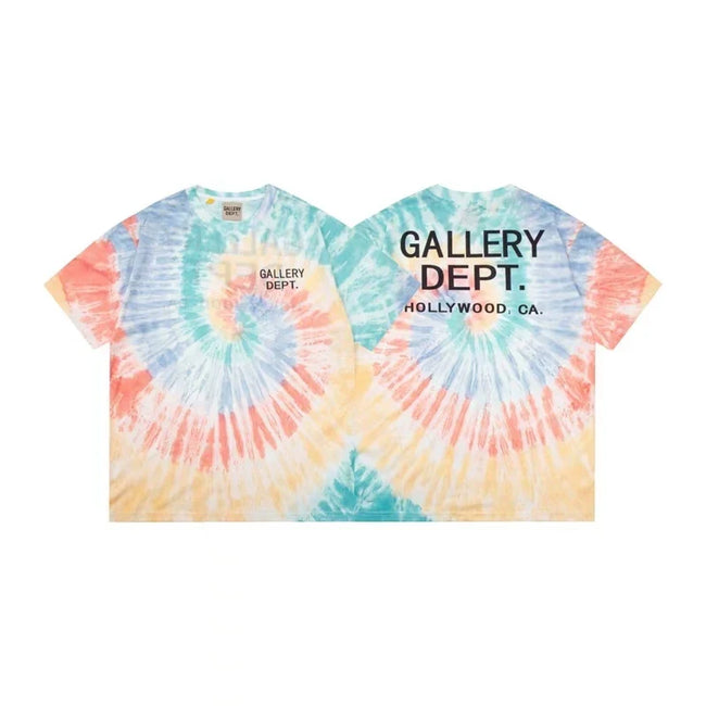 Gallery Dept. Tie-Dye Hollywood Logo Short Sleeve T-Shirt - Pastel Multi Hover Image