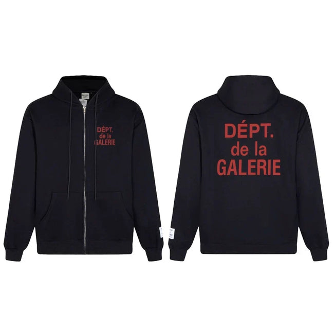 Gallery Dept. "Dépt. de la Galerie" Zip Hoodie – Red French Print, Oversized Fit Hover Image
