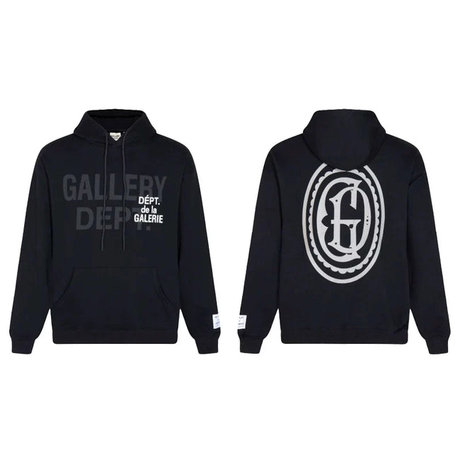 Gallery Dept. "GD Multi Logo" Hoodie – Black Oversized Streetwear Hover Image