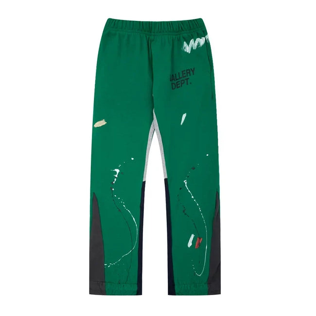 Gallery Dept. Paint Splatter Contrast Panel Sweatpants - Forest Green Hover Image