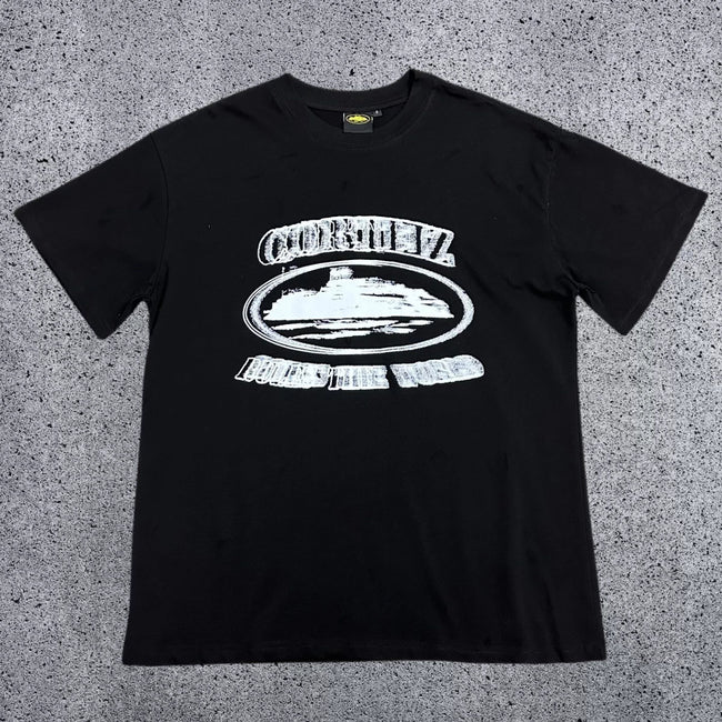 Corteiz Cruise Ship Rules The World T-Shirt – Black/White Hover Image