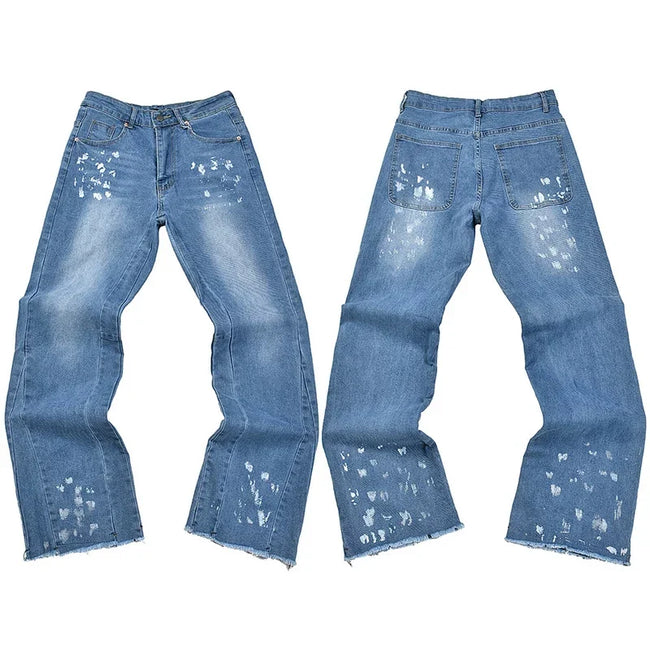 Gallery Dept. Cross Print Light Wash Denim Jeans Hover Image