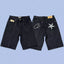Corteiz Back Star Embroidery Heavyweight Denim Shorts Black