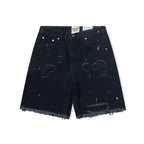 Gallery Dept. Distressed Paint Splatter Black Denim Shorts