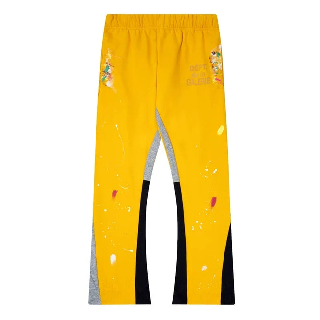 Gallery Dept. "DEPT. de la GALERIE" Paint Splatter Contrast Panel Sweatpants - Yellow Hover Image