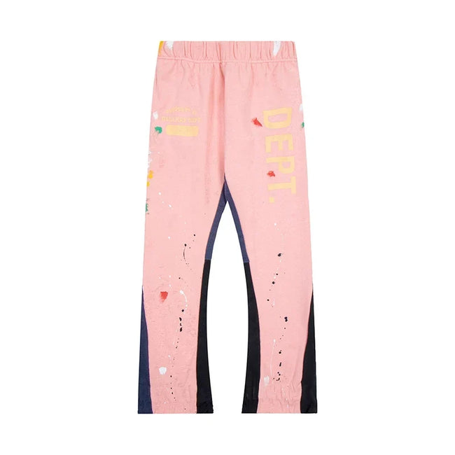 Gallery Dept. "DEPT." Vertical Logo Paint Splatter Contrast Panel Sweatpants - Pink Hover Image