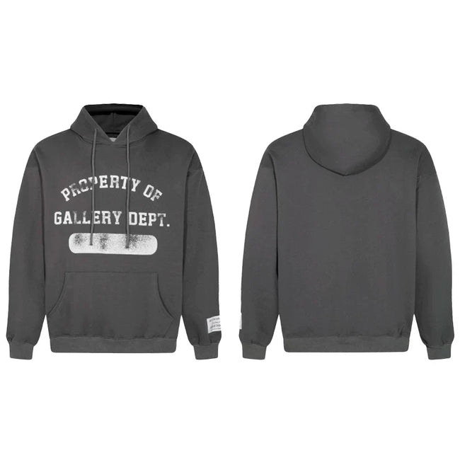 Gallery Dept. Charcoal Hoodie – “PROPERTY OF” Distressed Print Hover Image