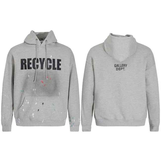 Gallery Dept RECYCLE Print Grey Hoodie Hover Image