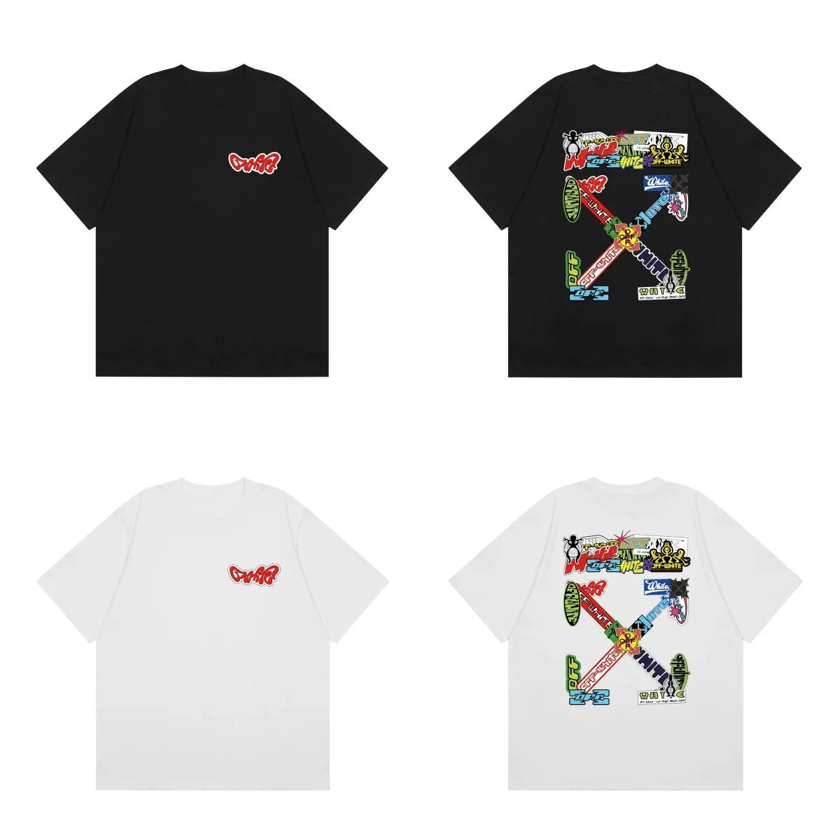 Off-White Graffiti Multicolor Arrow Cross Print Short Sleeve T-Shirt