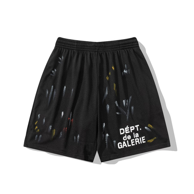 Gallery Dept. Mesh Paint Splatter Athletic Shorts - Black Hover Image