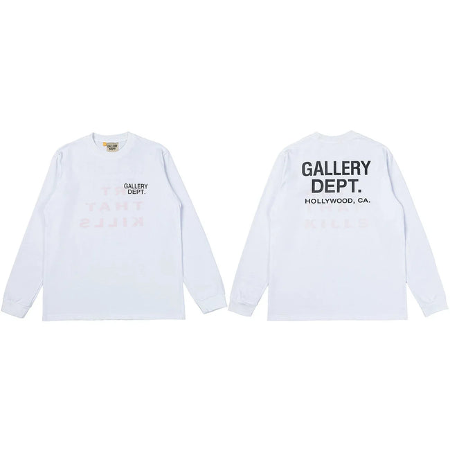 Gallery Dept. Hollywood Logo Long Sleeve T-Shirt - White/Faint Red Hover Image