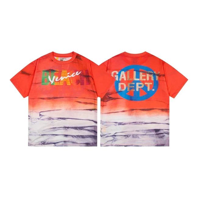 Gallery Dept. Tie-Dye Venice Peace Sign Short Sleeve T-Shirt - Red/White Hover Image