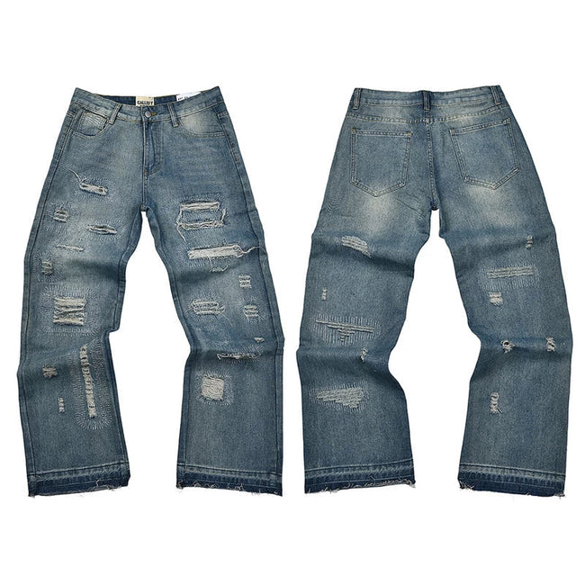 Gallery Dept. Paint Splatter & Logo Distressed Charcoal Denim Jeans Hover Image