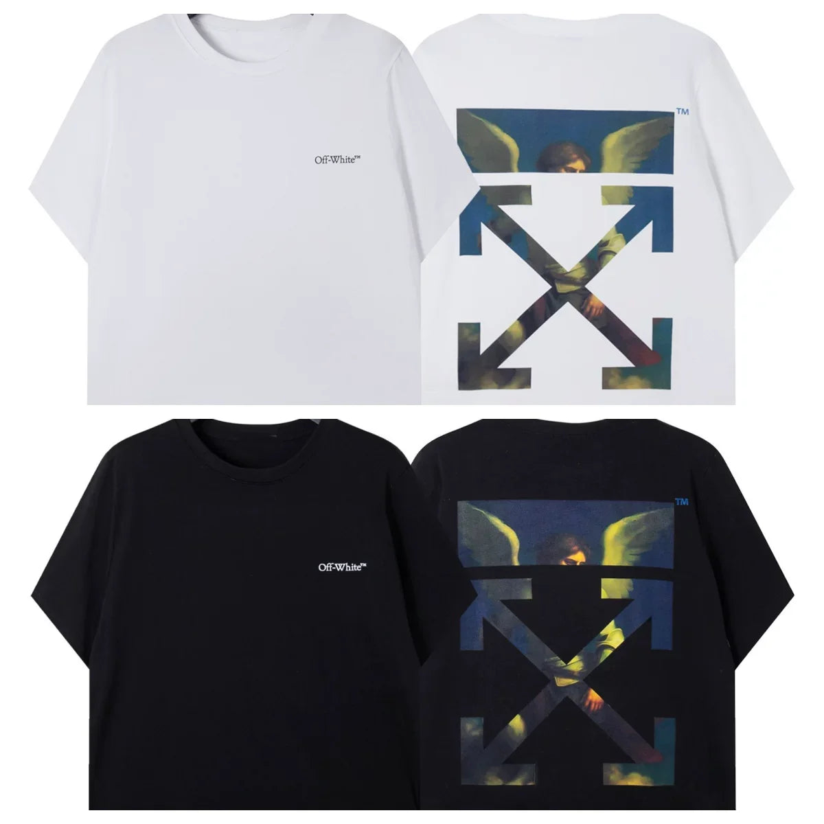 Off-White Angel Painting Arrow Graphic Short Sleeve T-Shirt