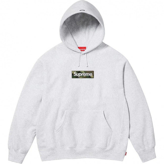Supreme Box Logo Hooded Sweatshirt - Heather Grey / Woodland Camo Hover Image