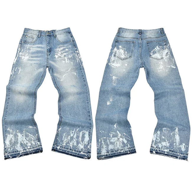 Gallery Dept. Heavy Brushstroke Paint Splatter Light Wash Denim Jeans Hover Image