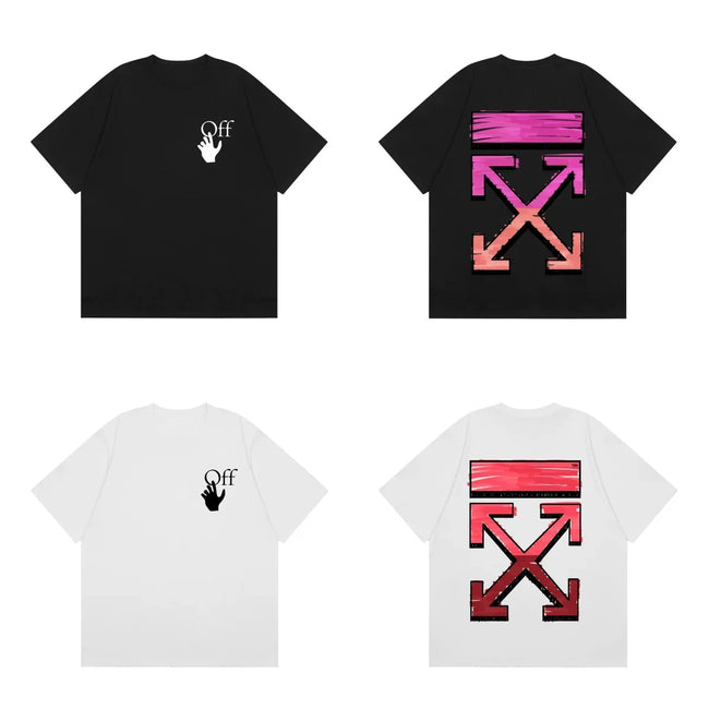 Off-White Pink Gradient Arrow Cross Print Short Sleeve T-Shirt Hover Image