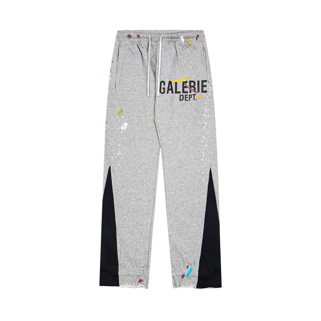 Gallery Dept. "GALERIE DEPT." Logo Paint Splatter Contrast Panel Sweatpants - Heather Grey Hover Image