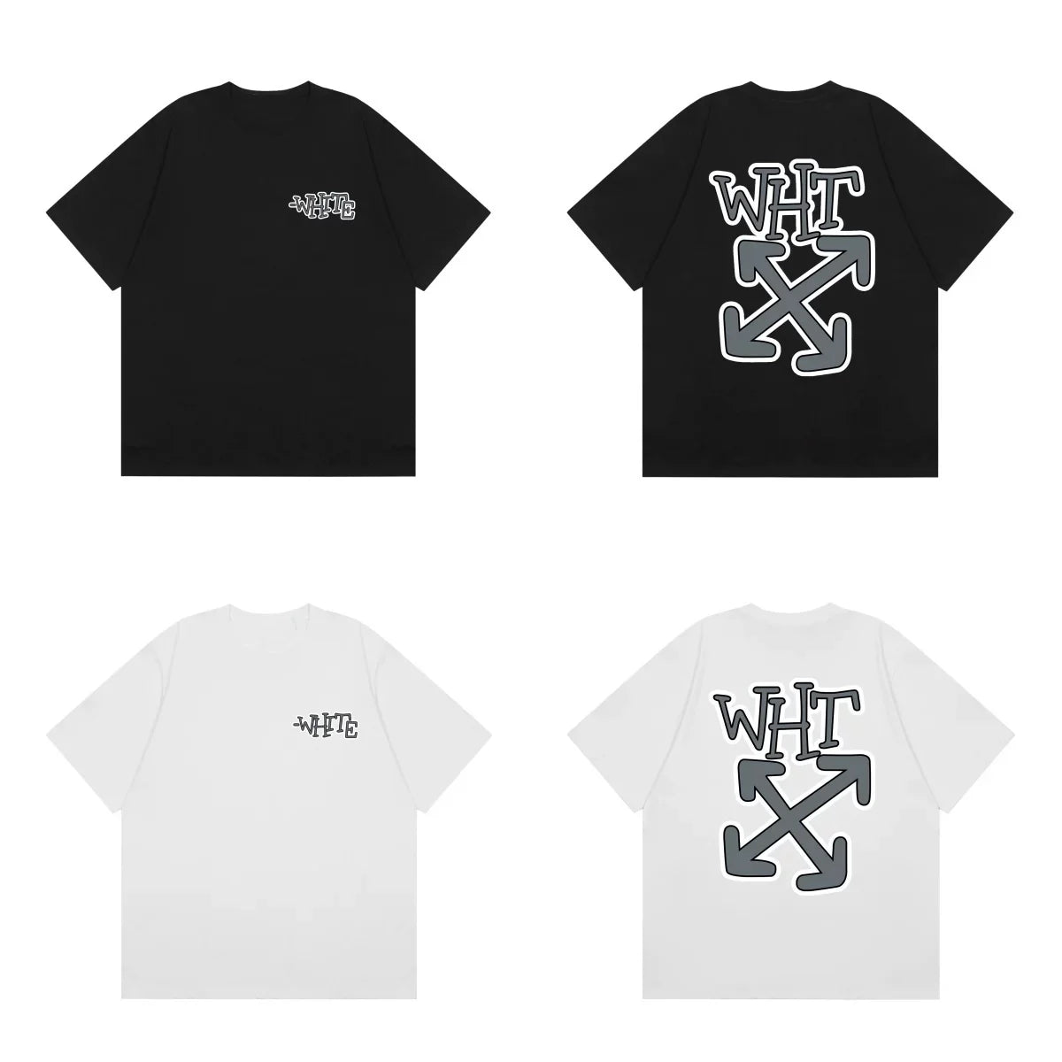 Off-White WHT Letter Grey Arrow Cross Print Short Sleeve T-Shirt