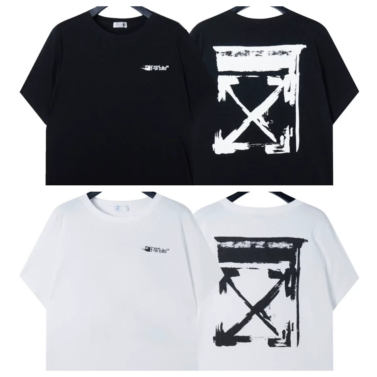 Off-White Brushstroke Arrow Cross Print Short Sleeve T-Shirt