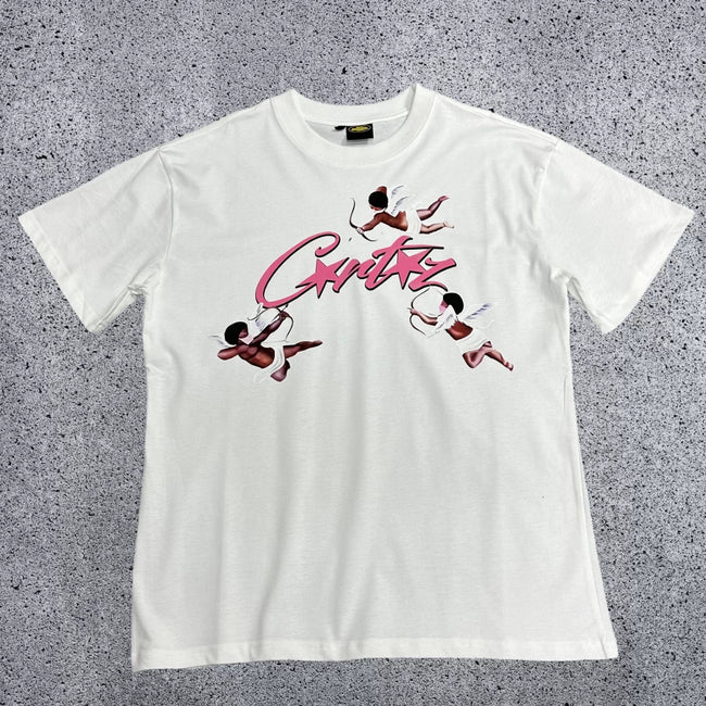 Corteiz Cupid Cherub T-Shirt – White/Pink Hover Image