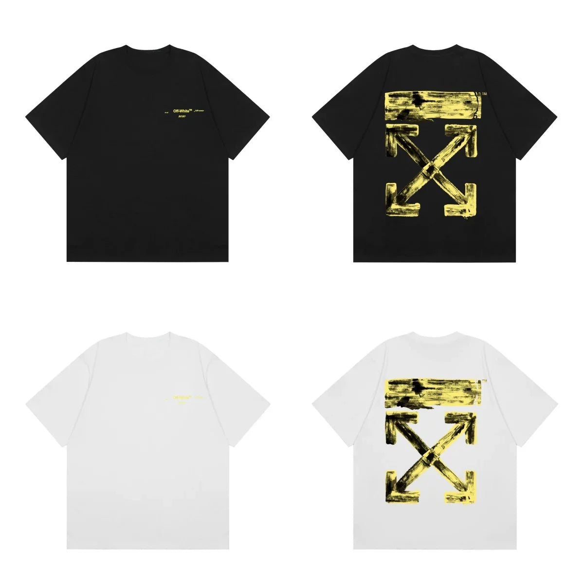 Off-White Gold Foil Arrow Cross Print Short Sleeve T-Shirt