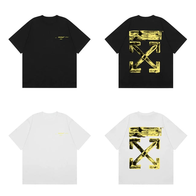 Off-White Gold Foil Arrow Cross Print Short Sleeve T-Shirt Hover Image
