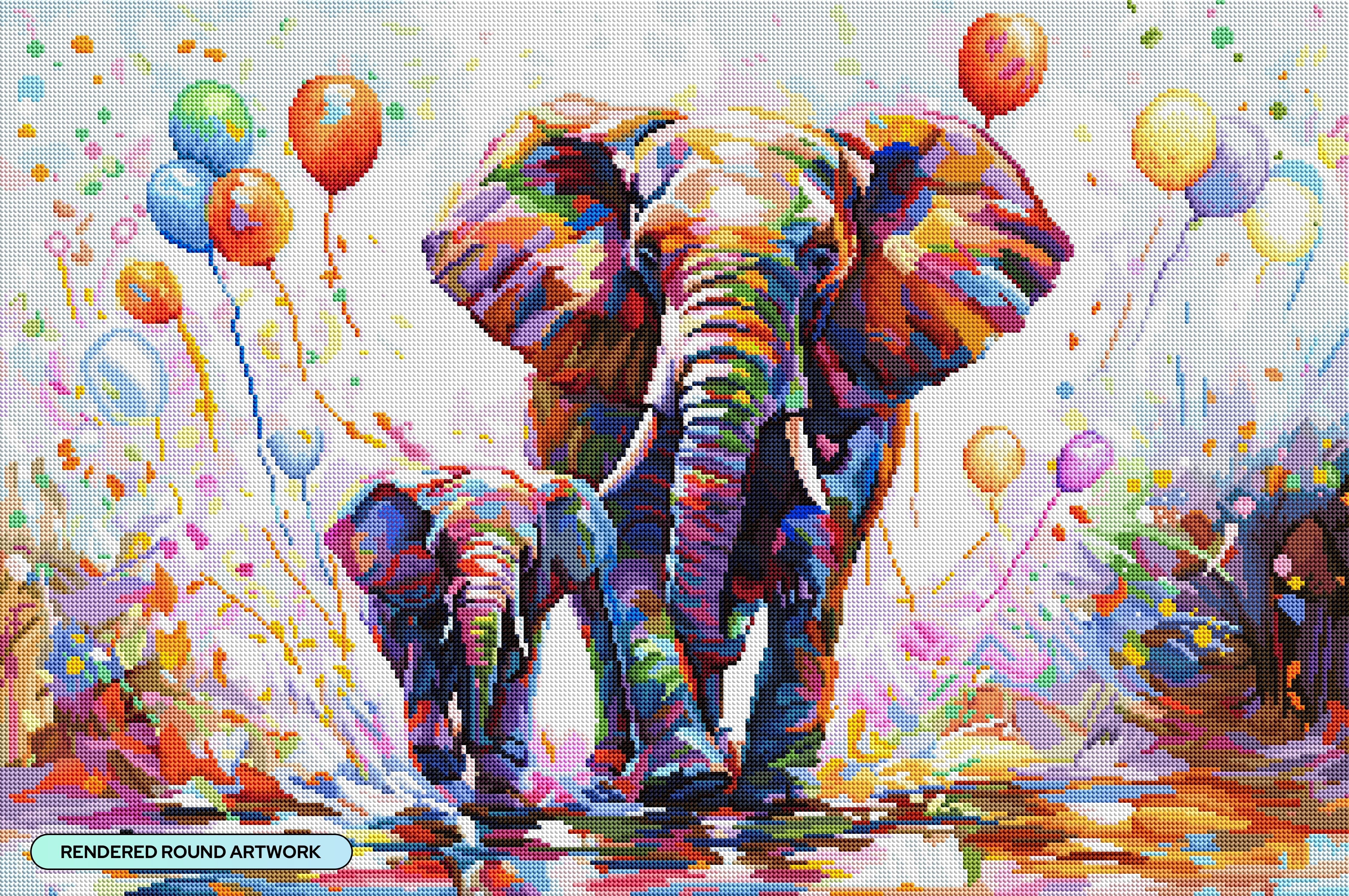 Elephants Colorful Celebration