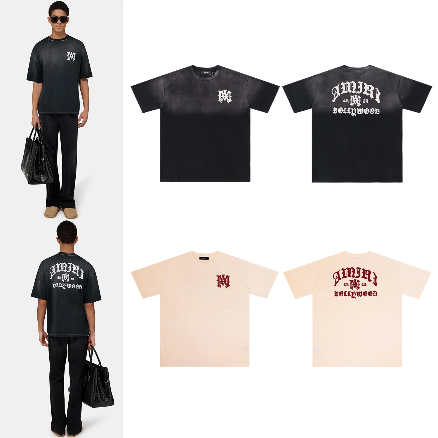 AMIRI Inspired Vintage Gothic Logo Oversized T-Shirt | Streetwear Graphic Tee